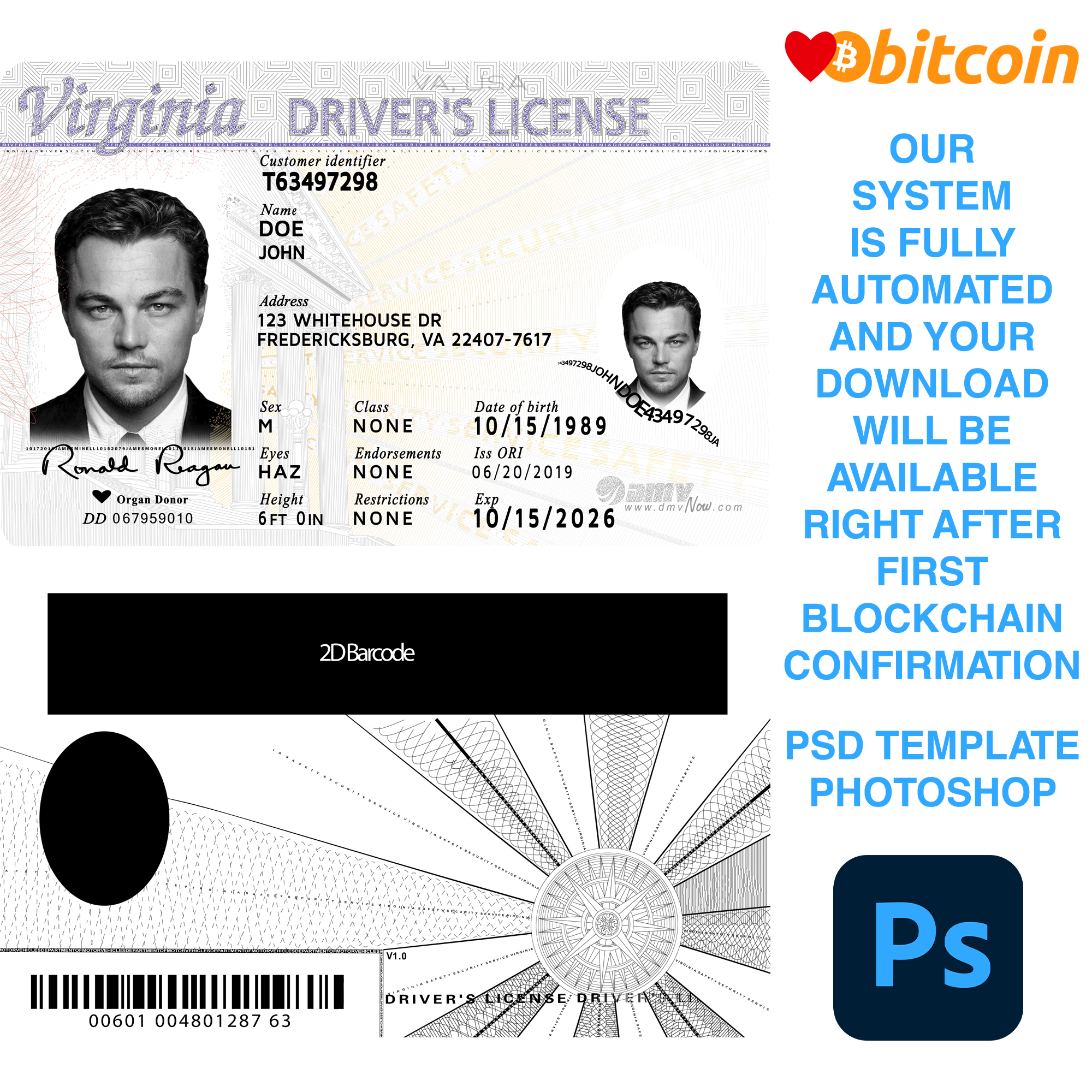 Virginia Driver License Template - Boom Templates