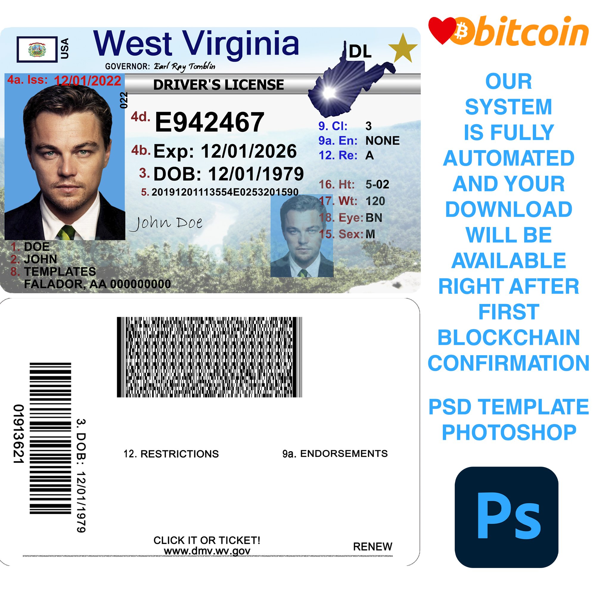 West Virginia Driver License Template - Boom Templates